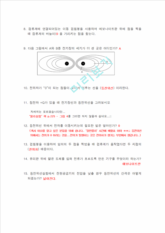 [물리학실험 레포트 보고서] 등전위선 측정 실험.hwp